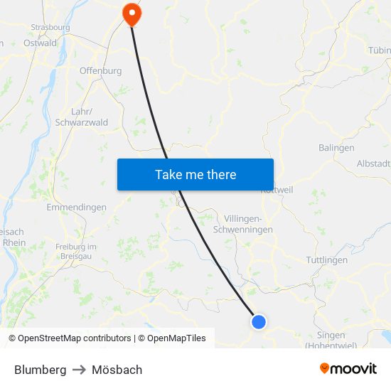 Blumberg to Mösbach map