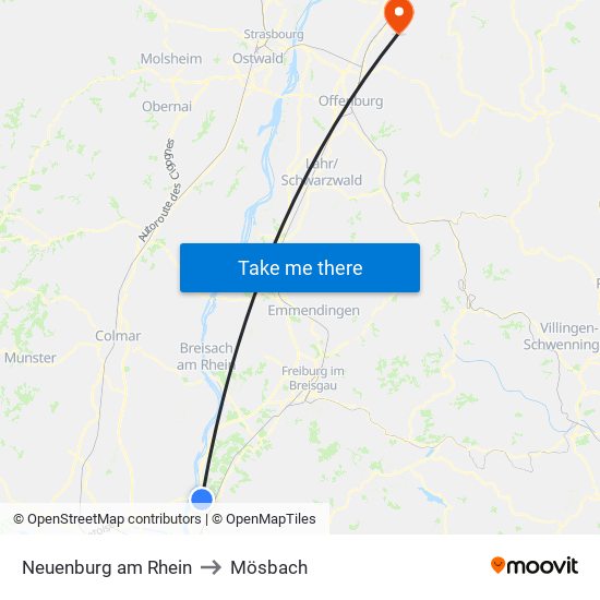 Neuenburg am Rhein to Mösbach map