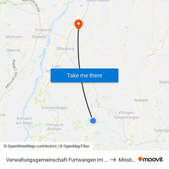 Verwaltungsgemeinschaft Furtwangen Im Schwarzwald to Mösbach map