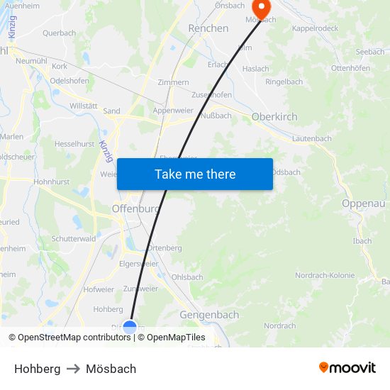 Hohberg to Mösbach map