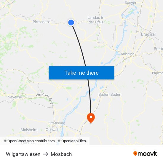Wilgartswiesen to Mösbach map