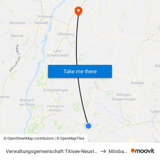 Verwaltungsgemeinschaft Titisee-Neustadt to Mösbach map