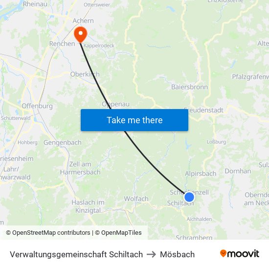 Verwaltungsgemeinschaft Schiltach to Mösbach map