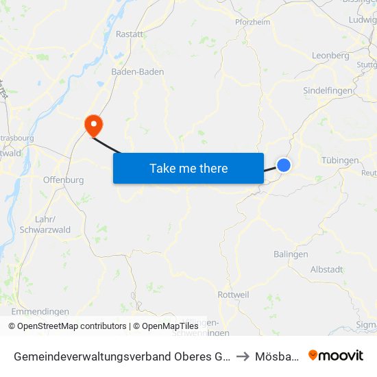 Gemeindeverwaltungsverband Oberes Gäu to Mösbach map