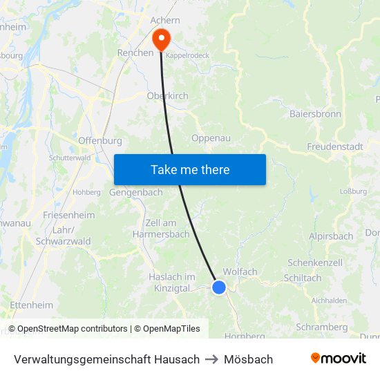 Verwaltungsgemeinschaft Hausach to Mösbach map