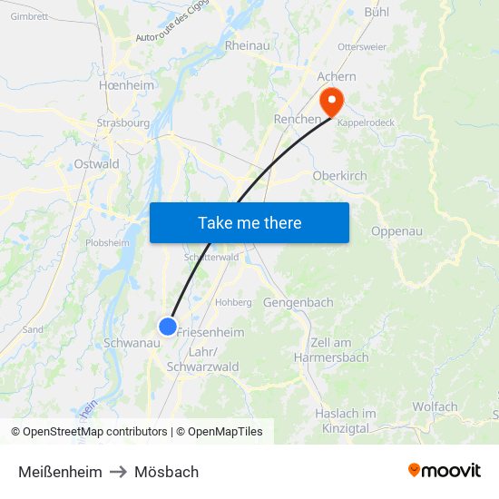 Meißenheim to Mösbach map