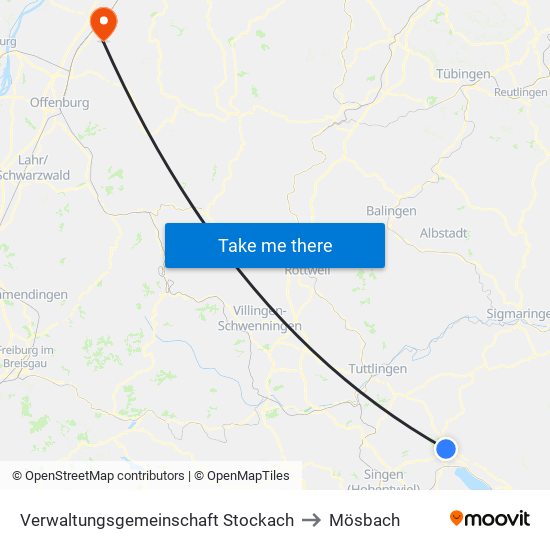 Verwaltungsgemeinschaft Stockach to Mösbach map