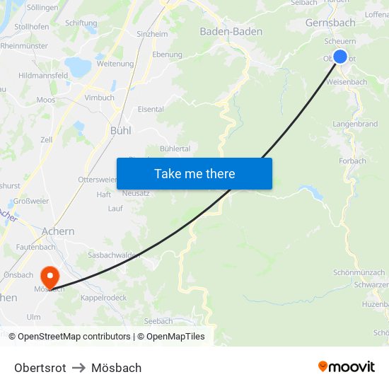 Obertsrot to Mösbach map