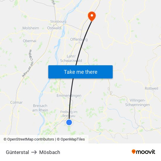 Günterstal to Mösbach map