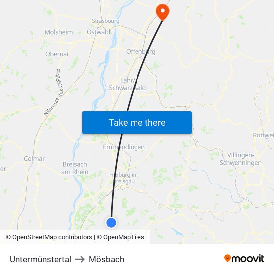 Untermünstertal to Mösbach map