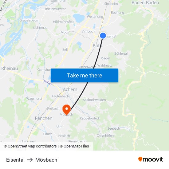 Eisental to Mösbach map