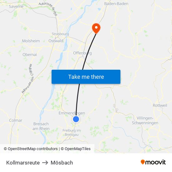 Kollmarsreute to Mösbach map