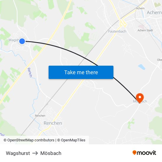 Wagshurst to Mösbach map