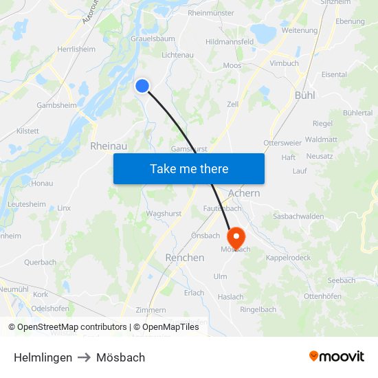 Helmlingen to Mösbach map