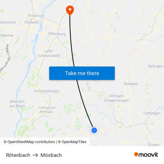 Rötenbach to Mösbach map