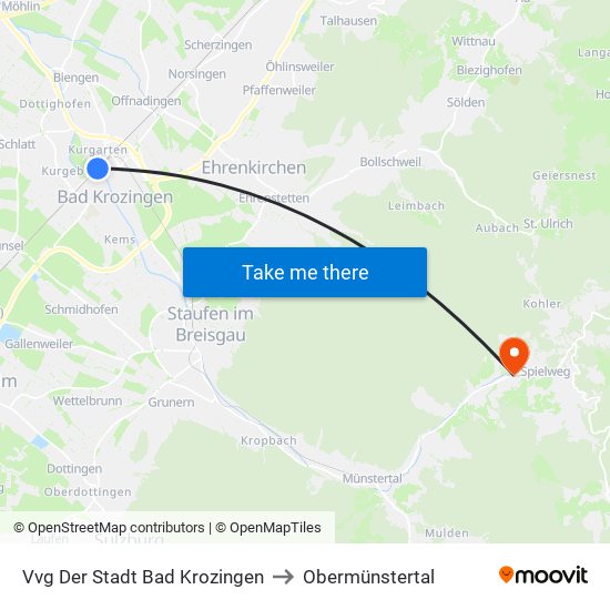 Vvg Der Stadt Bad Krozingen to Obermünstertal map