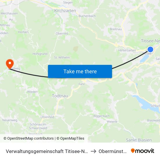 Verwaltungsgemeinschaft Titisee-Neustadt to Obermünstertal map