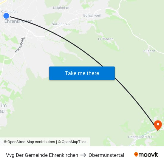 Vvg Der Gemeinde Ehrenkirchen to Obermünstertal map