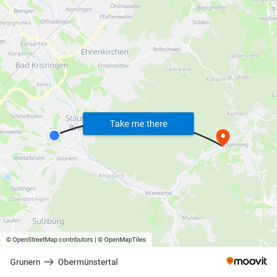 Grunern to Obermünstertal map
