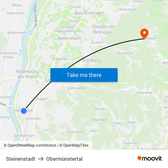 Steinenstadt to Obermünstertal map