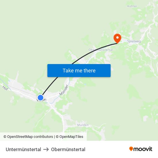 Untermünstertal to Obermünstertal map