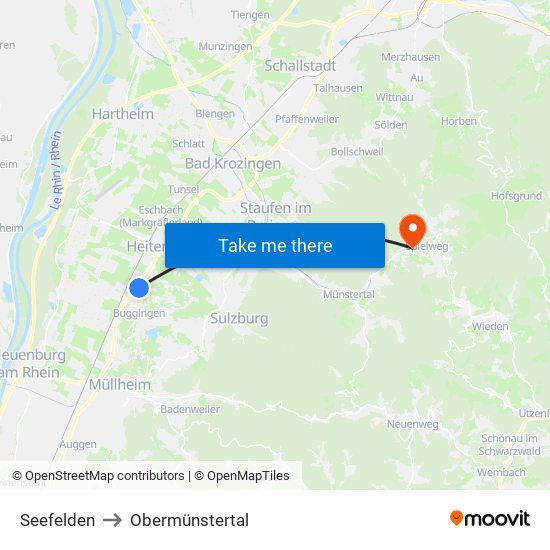 Seefelden to Obermünstertal map