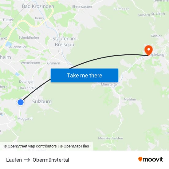 Laufen to Obermünstertal map