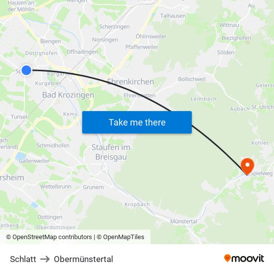 Schlatt to Obermünstertal map