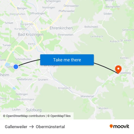 Gallenweiler to Obermünstertal map