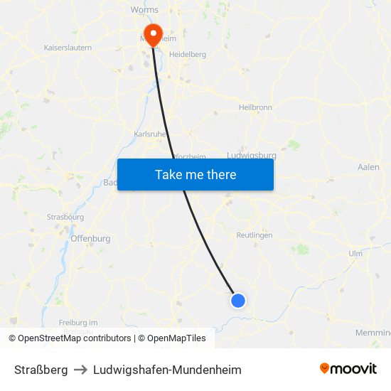 Straßberg to Ludwigshafen-Mundenheim map