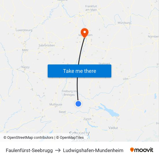 Faulenfürst-Seebrugg to Ludwigshafen-Mundenheim map