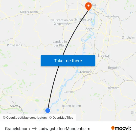 Grauelsbaum to Ludwigshafen-Mundenheim map