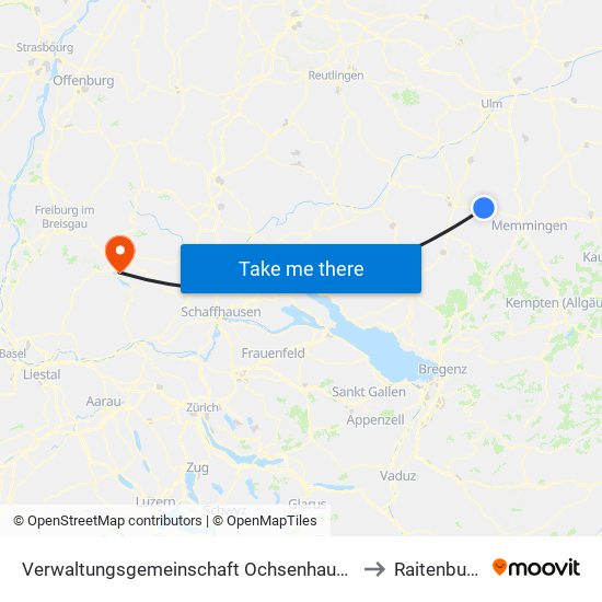 Verwaltungsgemeinschaft Ochsenhausen to Raitenbuch map