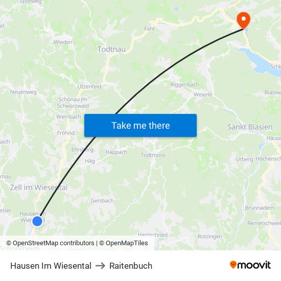 Hausen Im Wiesental to Raitenbuch map