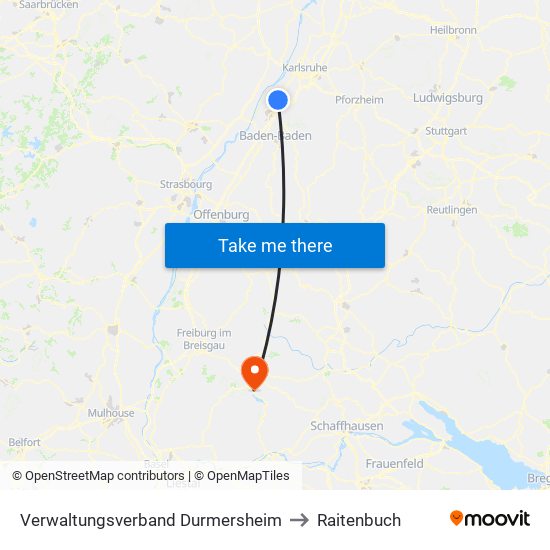 Verwaltungsverband Durmersheim to Raitenbuch map