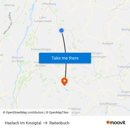 Haslach Im Kinzigtal to Raitenbuch map