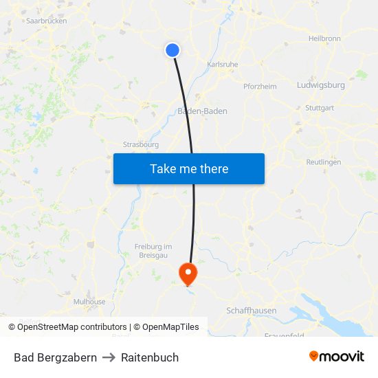 Bad Bergzabern to Raitenbuch map