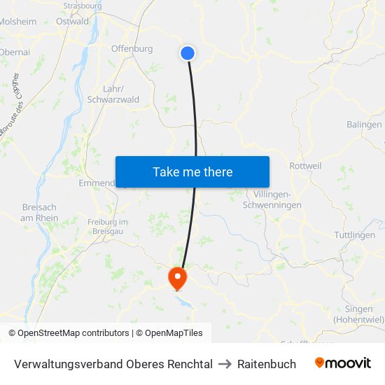 Verwaltungsverband Oberes Renchtal to Raitenbuch map