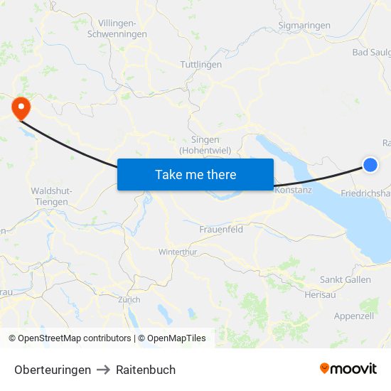 Oberteuringen to Raitenbuch map