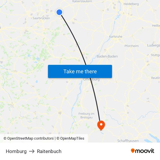 Homburg to Raitenbuch map
