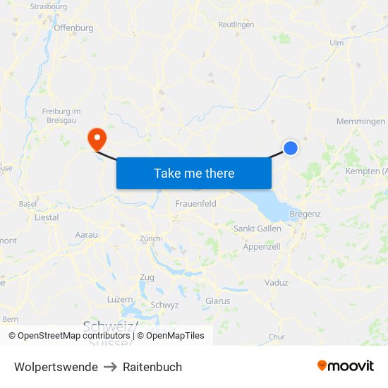 Wolpertswende to Raitenbuch map