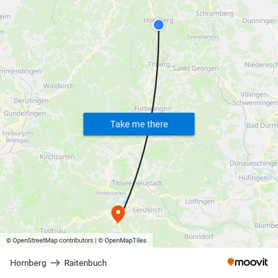 Hornberg to Raitenbuch map