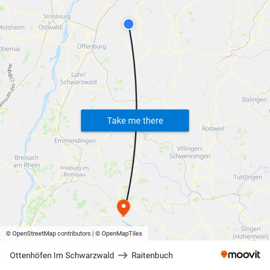 Ottenhöfen Im Schwarzwald to Raitenbuch map