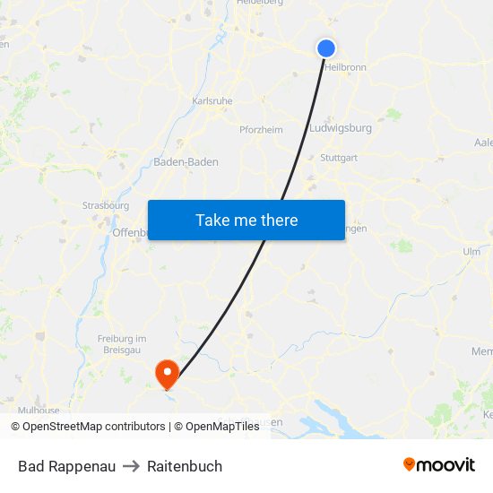 Bad Rappenau to Raitenbuch map
