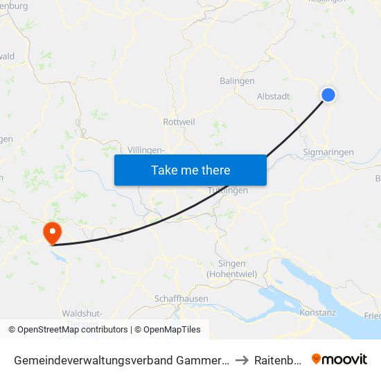 Gemeindeverwaltungsverband Gammertingen to Raitenbuch map