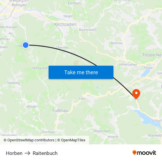 Horben to Raitenbuch map