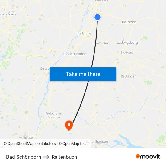 Bad Schönborn to Raitenbuch map