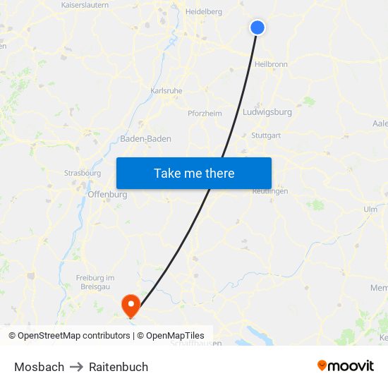 Mosbach to Raitenbuch map