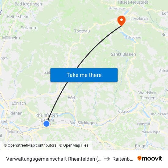 Verwaltungsgemeinschaft Rheinfelden (Baden) to Raitenbuch map