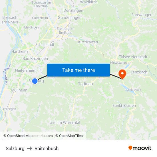 Sulzburg to Raitenbuch map